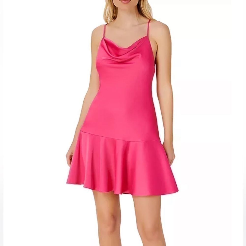 Aidan by Aidan Mattox Cowl Neck Ruffled Hem Dress - Picture 1 of 16
